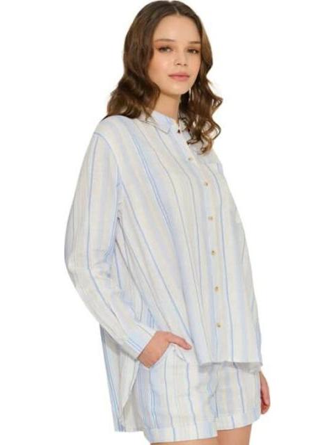 BLUSA DE LINO AZUL HOLLY LAND
