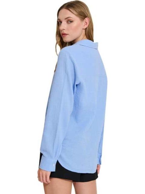 BLUSA DE LINO AZUL HOLLY LAND