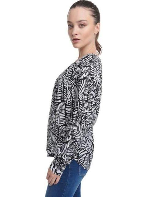 BLUSA ESTAMPADA MANGA LARGA BLANCO/NEGRO HOLLY LAND