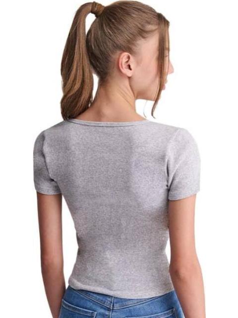 BLUSA MANGA CORTA GRIS HOLLY LAND