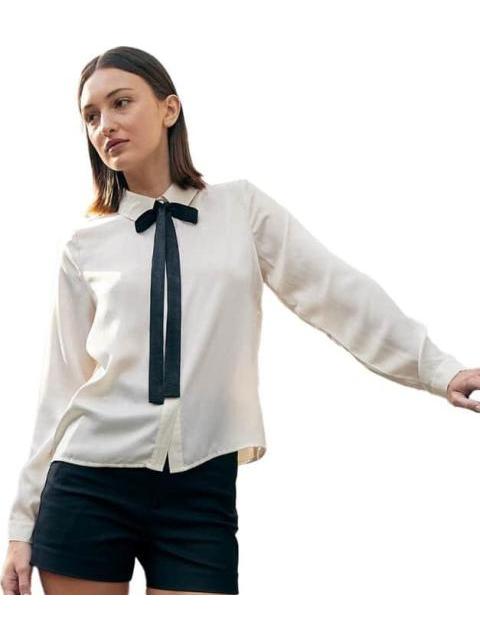 BLUSA SATINADA CORBATIN MARFIL HOLLY LAND