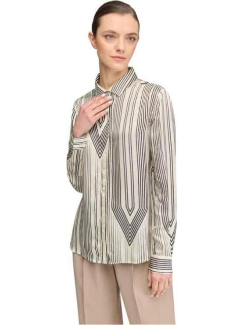 BLUSA SATINADA RAYAS BEIGE HOLLY LAND