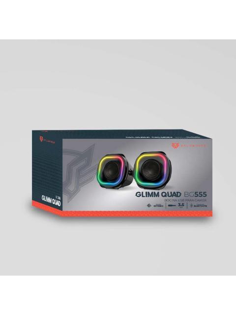 BOCINAS 2.0 GAMER GLIMM QUAD BG555 BALAM RUSH CONEXION BLUETOOTH-AUXILIAR CONTROLADOR TOUCH ILUMINACION LED 3 MODOS 10W RMS. SONIDO ESTEREO ALIMENTACIO