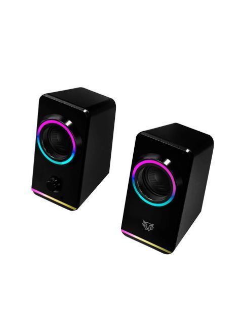 BOCINAS 2.0 GAMER GLIMM STYLE BG565 BALAM RUSH CONEXION BLUETOOTH-AUXILIAR CONTROLADOR TOUCH ILUMINACION LED 3 MODOS 10W RMS