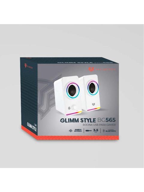 BOCINAS 2.0 GAMER GLIMM STYLE BG565 BALAM RUSH CONEXION BLUETOOTH-AUXILIAR CONTROLADOR TOUCH ILUMINACION LED 3 MODOS 10W RMS. SONIDO ESTEREO ALIMENTACI