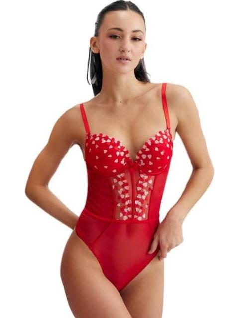 BODY CORAZONES BORDADOS ROJO LOVE TO LOUNGE