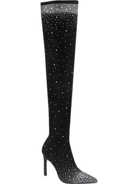 BOTA EXTRA LARGA STRETCH CON PEDRERIA NEGRO BELINDA PEREGRIN