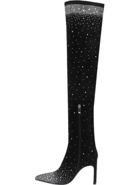 BOTA EXTRA LARGA STRETCH CON PEDRERIA NEGRO BELINDA PEREGRIN