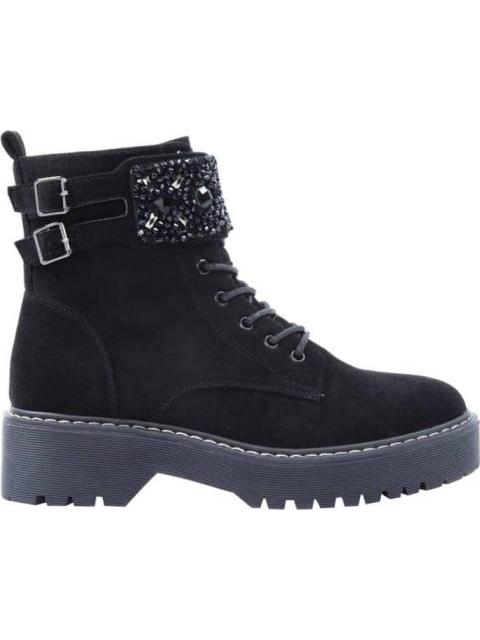 BOTA MILITAR CON PEDRERIA NEGRO GOODYEAR
