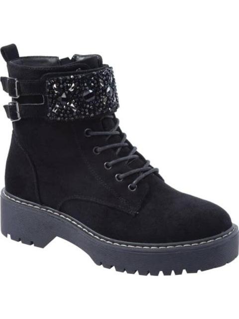 BOTA MILITAR CON PEDRERIA NEGRO GOODYEAR