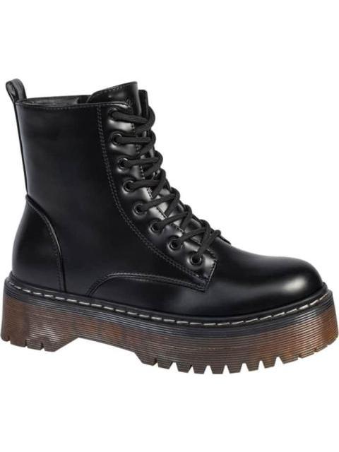 BOTA MILITAR PU CON PLATAFORMA NEGRO GOODYEAR