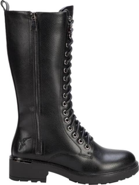 BOTA MILITAR TUBO ALTO CON PLACA EN TALON NEGRO
