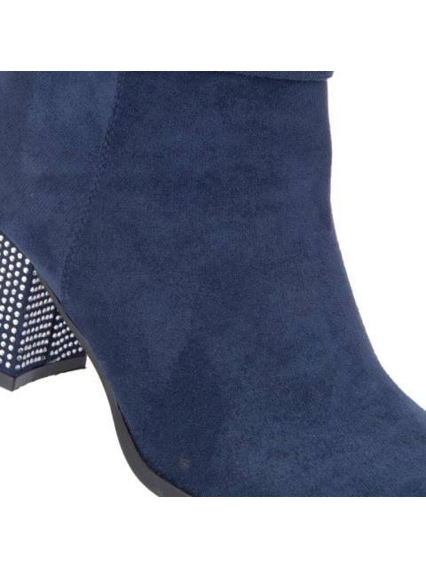 BOTA TACON CON PEDRERIA AZUL MARINO YAELI
