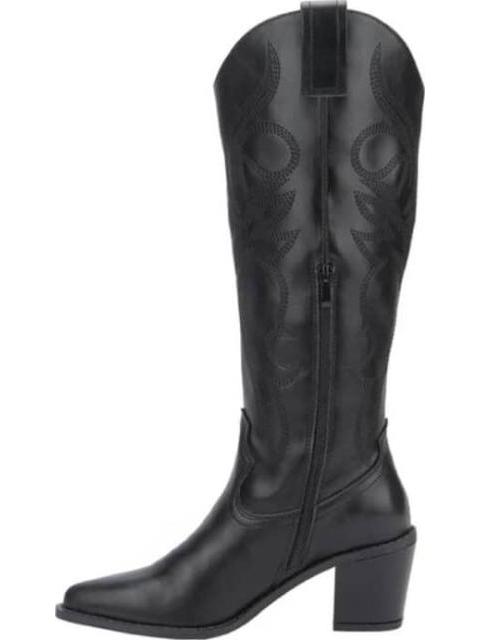 BOTA TEXANA TACON MEDIO BORDADA NEGRO TIERRA BENDITA