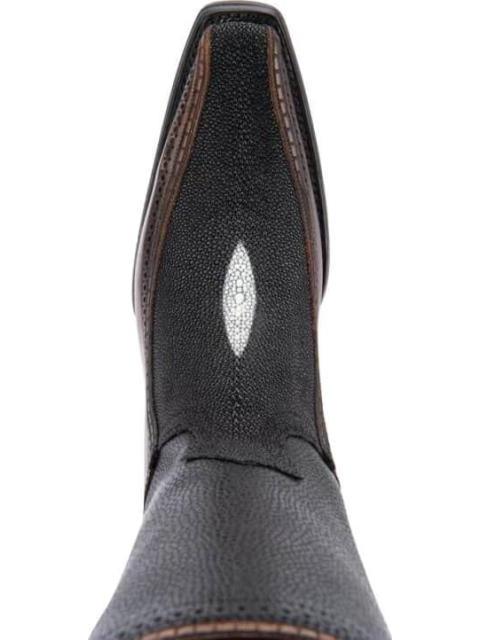 BOTA VAQUERA PIEL EXOTICA NEGRO CUADRA