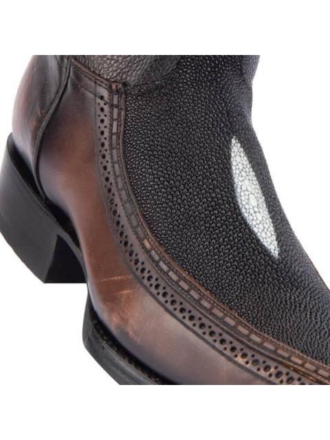 BOTA VAQUERA PIEL EXOTICA NEGRO CUADRA