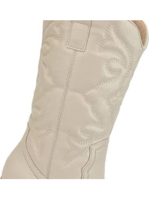 BOTA VAQUERA TUBO BORDADO BEIGE/HUESO TIERRA BENDITA