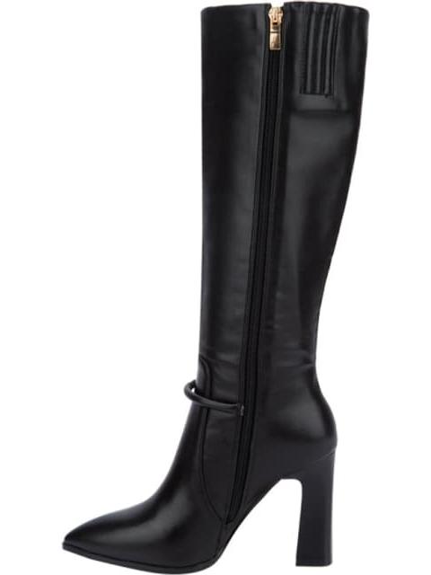 BOTA VESTIR TACON ANCHO NEGRO YAELI FASHION