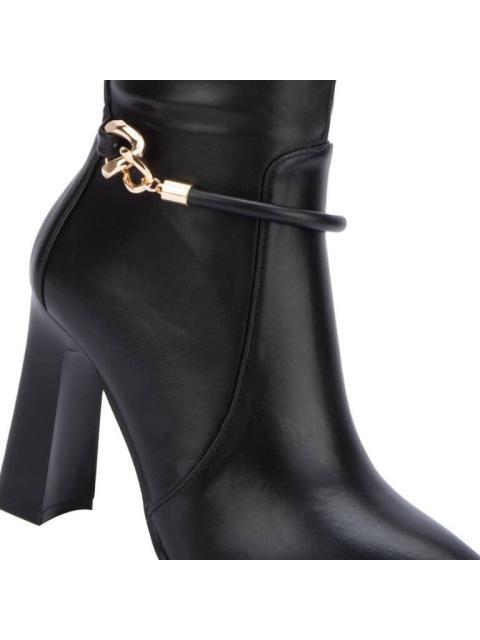 BOTA VESTIR TACON ANCHO NEGRO YAELI FASHION