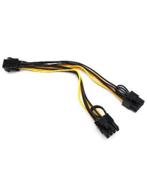 BROBOTIX CABLE DE PODER PCI-E (6-PIN) HEMBRA - 2 X PCI-E (8-PIN) MACHO 20CM NEGRO-AMARILLO