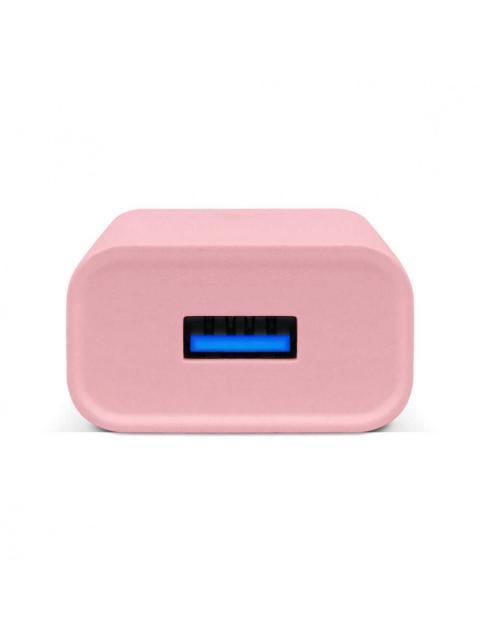 BROBOTIX CARGADOR DE PARED 6001332 5V 1X USB-A ROSA - INCLUYE CABLE USB A - USB C
