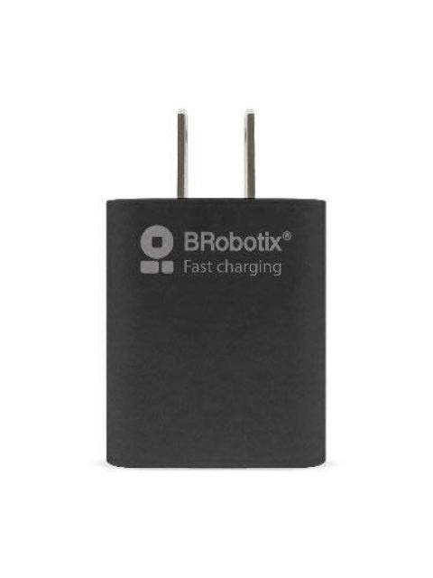 BROBOTIX KIT CARGADOR DE PARED DE CARGA RAPIDA 6001561 5V 1X USB-A 3.0 NEGRO - INCLUYE CABLE USB A - USB C