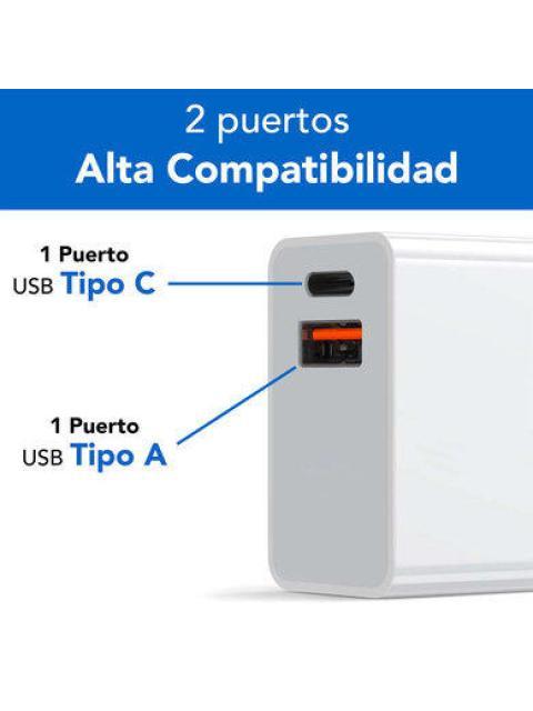 BROBOTIX CARGADOR DE PARED 6005552 38W 1X USB-C 1X USB-A BLANCO