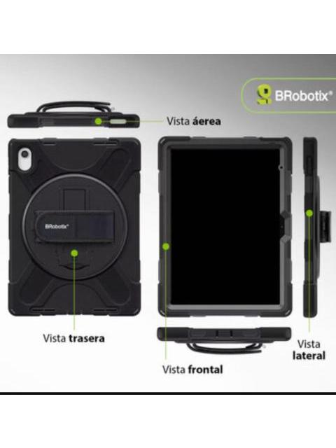 BROBOTIX FUNDA USO RUDO CON CORREA Y GIRO 360° PARA IPAD 10.9-10.ª GENERACION NEGRO