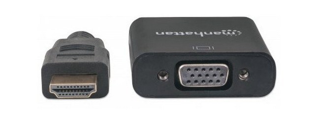 MANHATTAN CONVERTIDOR HDMI MACHO - VGA HEMBRA NEGRO
