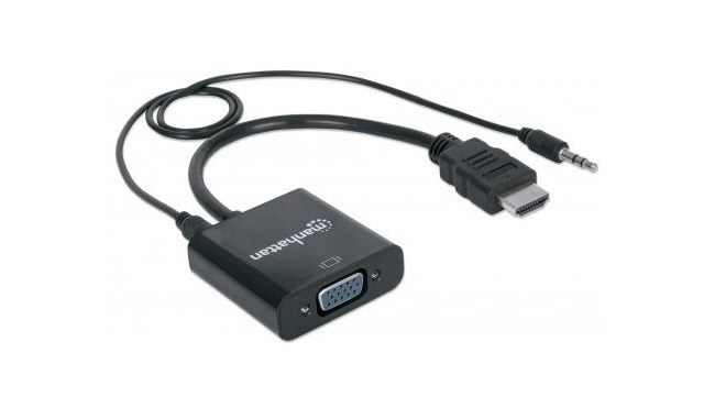 MANHATTAN CONVERTIDOR HDMI MACHO - VGA HEMBRA NEGRO