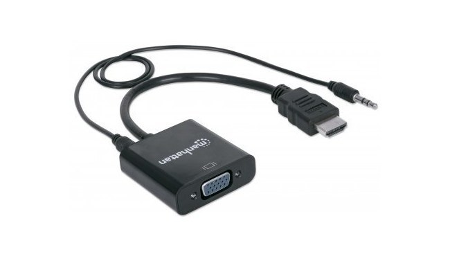 MANHATTAN CONVERTIDOR HDMI MACHO - VGA HEMBRA NEGRO