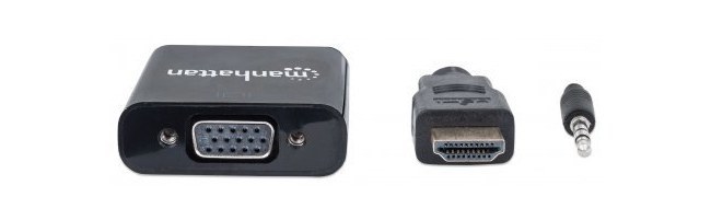 MANHATTAN CONVERTIDOR HDMI MACHO - VGA HEMBRA NEGRO
