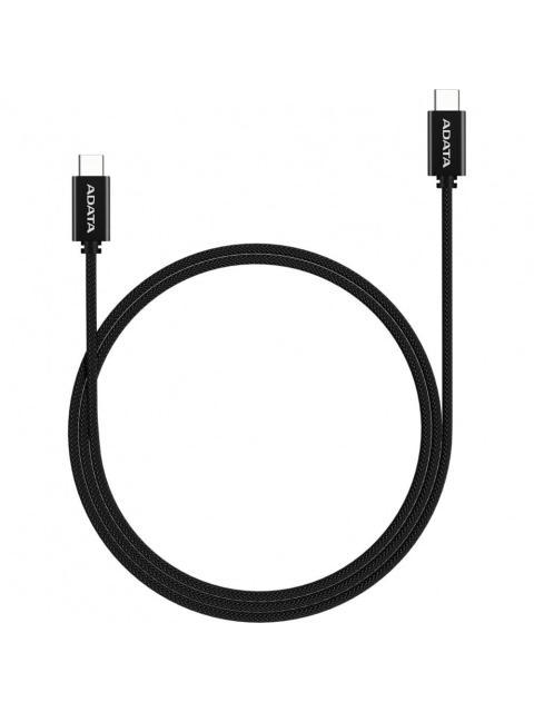 CABLE ADATA USB TIPO C USB TIPO C. CONECTOR REVERSIBLE TIPO C POTENCIA MAXIMA DE SALIDA DE 100 W TEJIDO DE NAILON (1 M DE LONGITUD). COLOR NEGRO. CA