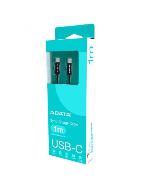 CABLE ADATA USB TIPO C USB TIPO C. CONECTOR REVERSIBLE TIPO C POTENCIA MAXIMA DE SALIDA DE 100 W TEJIDO DE NAILON (1 M DE LONGITUD). COLOR NEGRO. CA