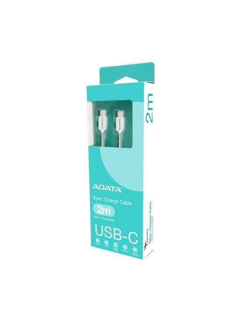 CABLE ADATA USB TIPO C USB TIPO C. POTENCIA MAXIMA DE SALIDA DE 100 W TEJIDO DE NAILON (2 M DE LONGITUD). COLOR BLANCO. CACC200PNWH