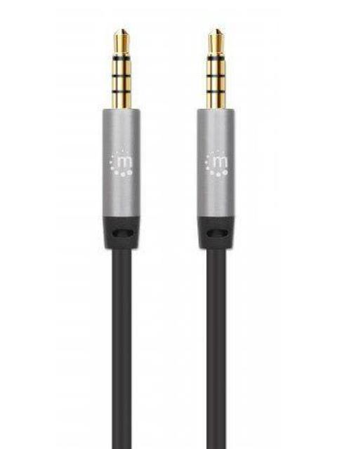 CABLE AUXILIAR MANHATTAN AUDIO ESTEREO 3.5MM MACHO 2M NEGRO-PLATA 355995