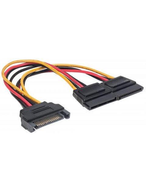MANHATTAN CABLE SATA HEMBRA - 2X SATA MACHO 15CM