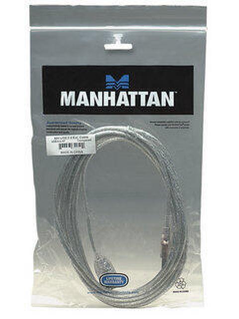 MANHATTAN CABLE EXTENSION DE ALTA VELOCIDAD USB 2.0 USB A MACHO - USB A HEMBRA 3 METROS PLATEADO