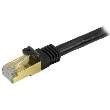 STARTECH  CABLE PATCH CAT6A STP BLINDADO SIN ENGANCHES RJ-45 MACHO - RJ-45 MACHO 90CM NEGRO