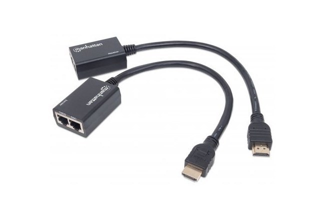 MANHATTAN EXTENSOR HDMI POR CAT5E-CAT6 DISTANCIA MAXIMA 30 METROS CABLES HDMI INTEGRADOS