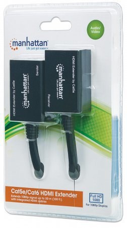 MANHATTAN EXTENSOR HDMI POR CAT5E-CAT6 DISTANCIA MAXIMA 30 METROS CABLES HDMI INTEGRADOS