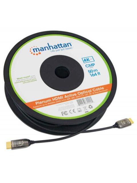 MANHATTAN CABLE HDMI PLENUM HDMI MACHO - HDMI MACHO 4K 60HZ 50 METROS NEGRO