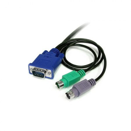 STARTECH  CABLE KVM ULTRA DELGADO 3 EN 1 2X PS-2 MACHO - 2X VGA MACHO 1.8 METROS NEGRO