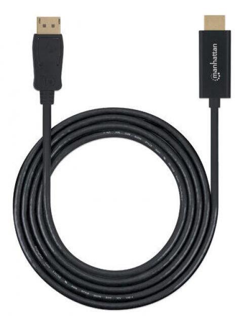 MANHATTAN CABLE HDMI MACHO - DISPLAYPORT MACHO 1080P 60HZ 3 METROS NEGRO