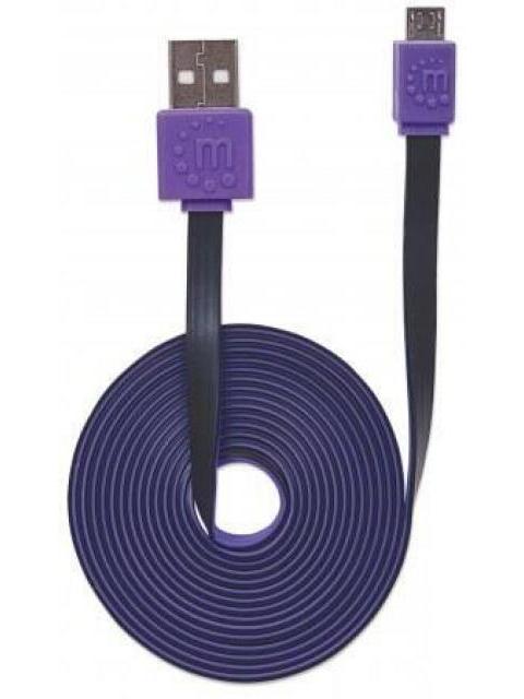 MANHATTAN CABLE PLANO USB 2.0 A MACHO - MICRO USB 2.0 B MACHO 1 METRO NEGRO-MORADO