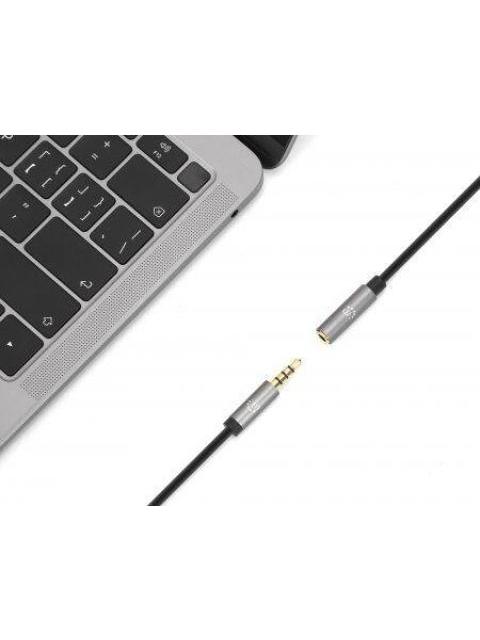 CABLE MANHATTAN AUDIO ESTEREO 3.5MM EXTENSION MACHO - HEMBRA 1M NEGRO-ALUMINIO PLATEADO 356022