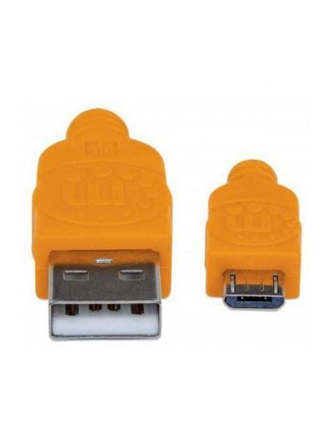 MANHATTAN CABLE CON RECUBRIMIENTO TEXTIL USB 2.0 A MACHO - MICRO USB 2.0 B MACHO 1.8 METROS AZUL-NARANJA
