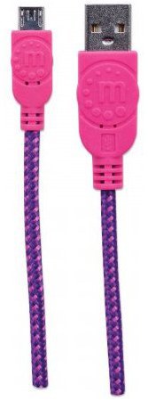 MANHATTAN CABLE CON RECUBRIMIENTO TEXTIL USB 2.0 A MACHO - MICRO USB 2.0 B MACHO 1.8 METROS ROSA-MORADO