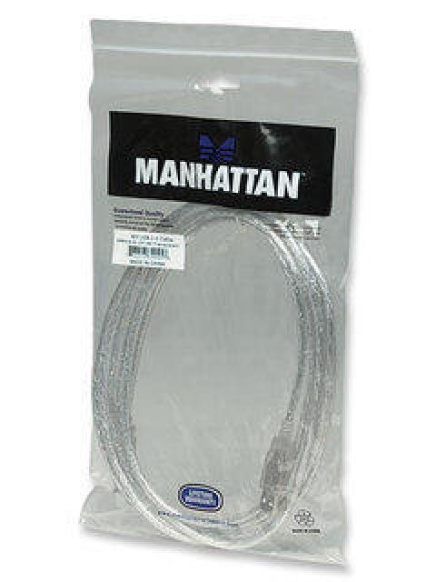 MANHATTAN CABLE DE ALTA VELOCIDAD USB 2.0 USB A MACHO - USB B MACHO 3 METROS PLATA