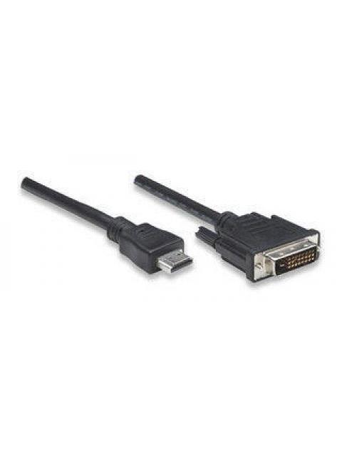 MANHATTAN CABLE HDMI MACHO - DVI-D 24+1 MACHO 1080P 60HZ 1.8 METROS NEGRO